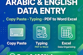t data entry, copy paste and typing work in arabic and glish