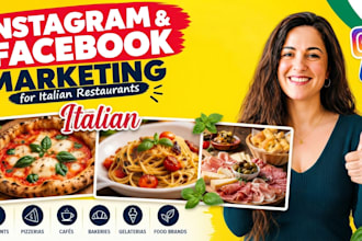 manage instagram and facebook marketing for italian restaurants food brands