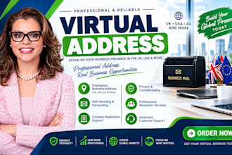 provide verified virtual office business mailing registered address worldwide