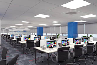 be your restaurant space planner, industrial office interior,3d workspace render