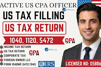 prepare US tax filling, US tax filing, US tax returns, llc for business and tax