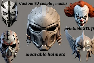 sculpt custom 3d cosplay mask, oni mask, wearable helmets, printable stl files,