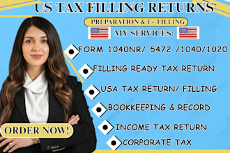 prepare US bookkeeping us tax return as CPA 1040 1065 1120 1120s and tax filing