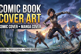 create professional comic book cover, comic cover art and manga cover