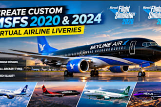 create custom msfs 2020 and 2024 virtual airline liveries