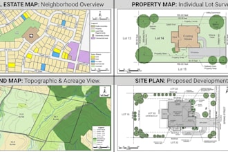 create real estate maps, property maps, land maps, and site plans