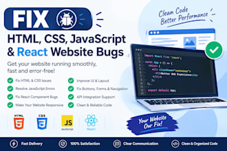 fix HTML CSS javascript and react website bugs
