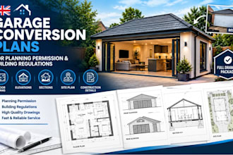 draw garage conversion plans for planning permission and building regulations