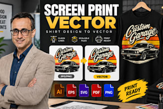 design screen print vector , convert shirt design to vector for printing