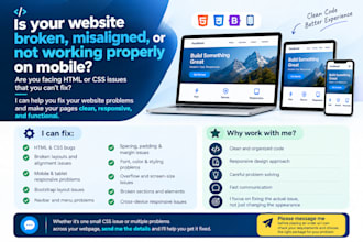 repair broken HTML CSS pages and layouts