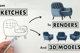 design modern furniture products, with 3d cad and, realistic renderings