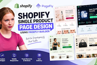design shopify product page using pagefly builder, pagefly landing page, replo