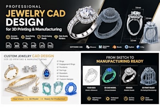 design jewelry cad models for 3d printing and manufacturing
