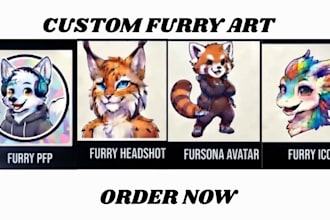 draw custom furry badge, furry headshot, stickers, furry icon avatar fursona