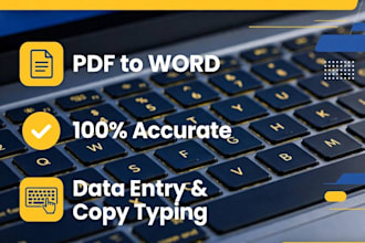 do fast and accurate typing, data entry, pdf to word