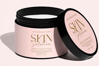 design pouch label, jar label, skincare label, or cosmetics label design