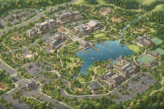 create 3d isometric map, site map, wayfinding map, campground map