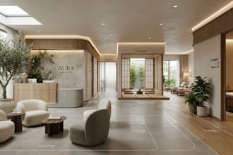 design a wellness center layout, floor plan and 3d