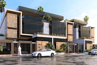 visualize 3d detached house,cgi duplex villa,old property to new,exterior render