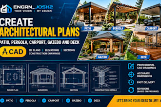 create architectural plans, patio, pergola, carport, gazebo and deck cad