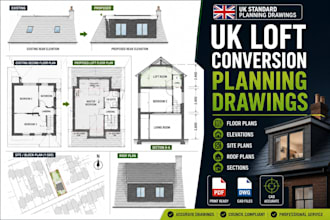 draw UK loft conversion planning permission drawings
