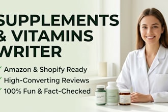 write expert articles about food supplements, vitamins