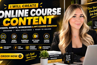 online course content, video course, script writing workbook ppt course creation