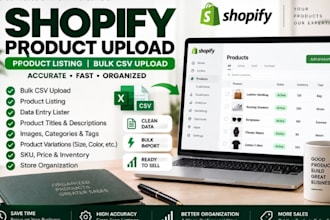 do shopify product upload, product listing, bulk CSV upload, data entry lister