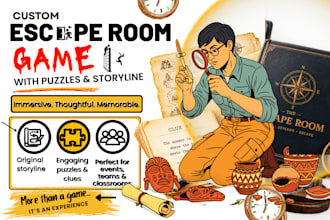 design a custom escape room game with puzzles and storyline for amazon kdp print