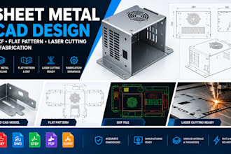 do sheet metal cad design, dxf flat pattern, laser cutting fabrication