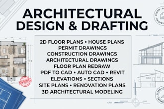 draw 2d floor plans, house plans and permit drawings