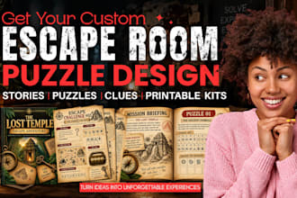 design escape room logic games, printable puzzle kits, and mystery adventures