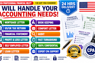 prepare, sign CPA letter, income letter, mortgage letter, financial statement