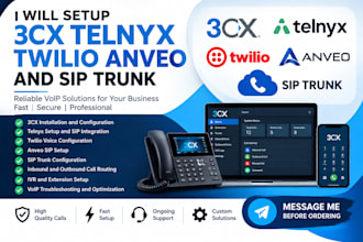 setup 3cx telnyx twilio anveo and sip trunk