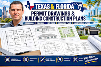 create texas and florida permit drawings and building construction plans