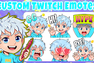draw emotes, chibi emotes, twitch emotes, animated emotes, sub badges