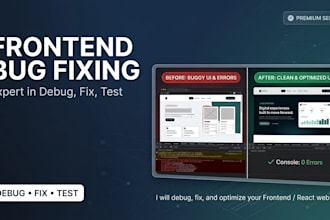 debug and fix HTML CSS javascript and react frontend issues