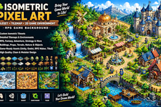 isometric pixel art tileset, tilemap, 2d game environment  rpg game background