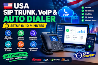 setup usa sip trunk, voip and auto dialer in 10 minutes