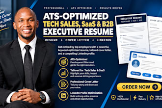 write ats optimized tech sales, saas, marketing and b2b executive resume