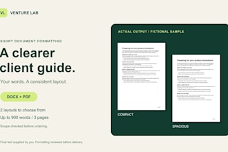 format your short client guide in word and PDF