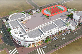 school building permit drawing,3d institutional building render for presentation