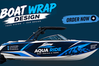 design boat wrap designs, jet ski, watercraft, surfboard, unique ship wrap