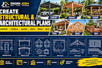 create structural architectural carport pergola gazebo patio truss deck plan