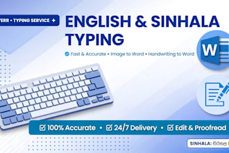 do fast english and sinhala typing data entry in ms word
