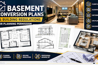draw basement conversion and building regulations plans for planning permission