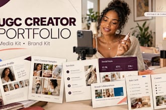 design ugc creator portfolio website, canva media kit design for ugc creators