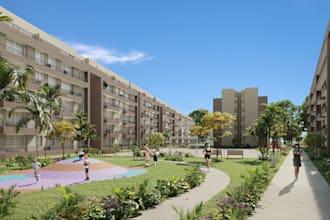 skp courtyard apartment,3d hoa coomunity design,mxd,tnd,resort playground render