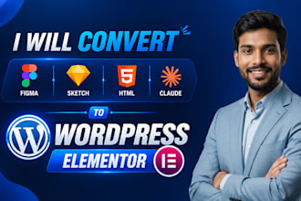 convert figma to elementor,  figma to wordpress or HTML, ai to wordpress