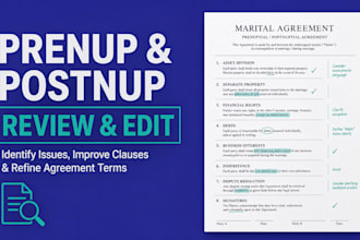 review and edit your prenuptial or postnuptial agreement for legal validity